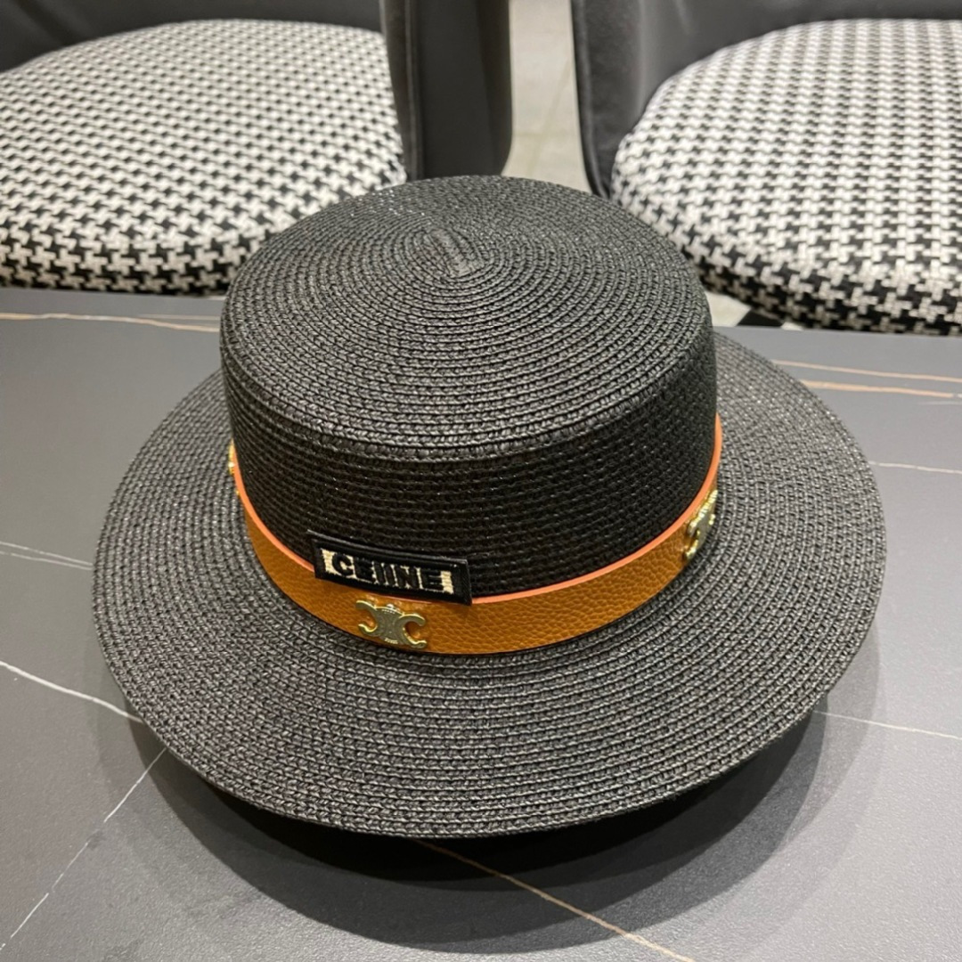  Celine赛琳2025新款平顶草帽、高级定制，库存多，出街必备，头围57cm