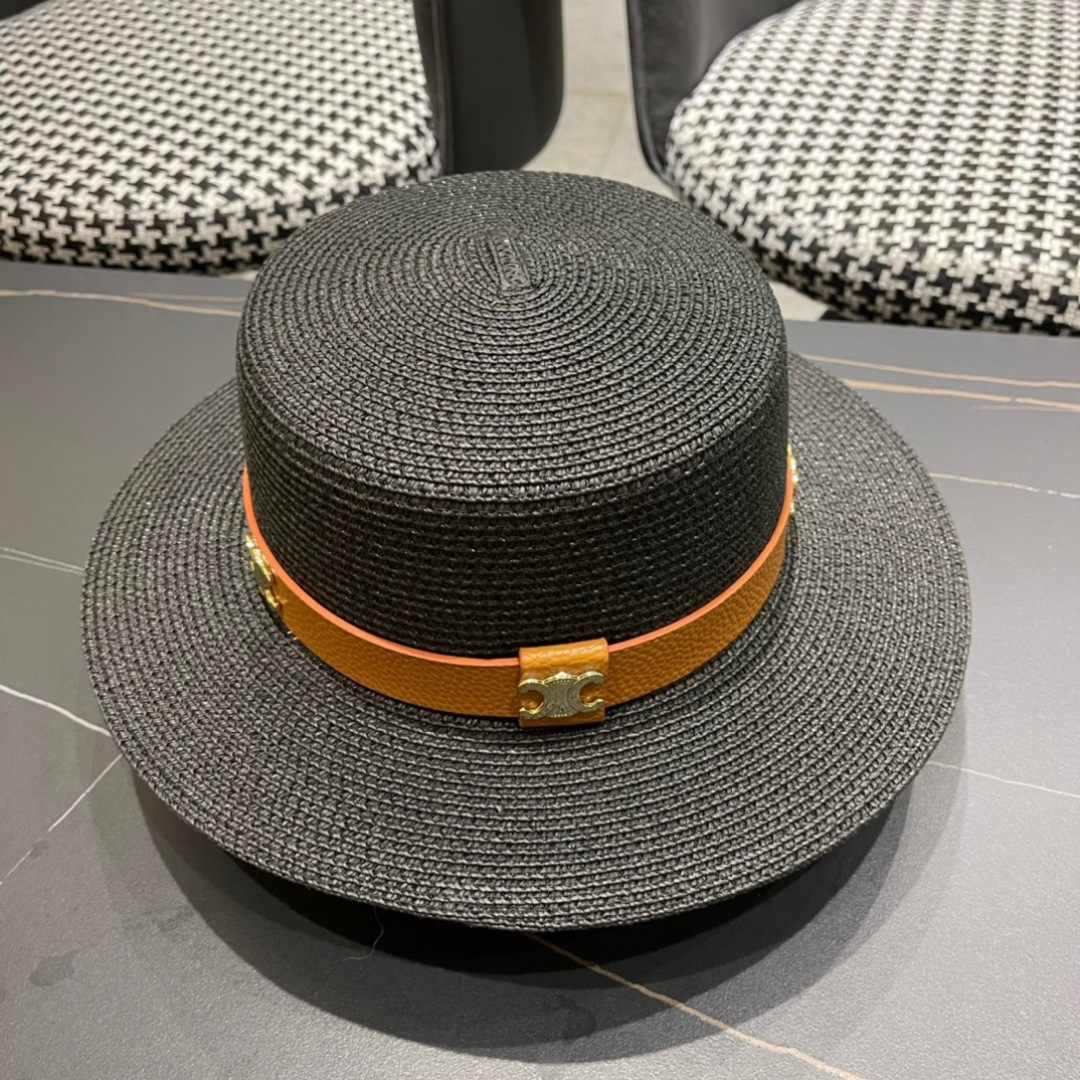  Celine赛琳2025新款平顶草帽、高级定制，库存多，出街必备，头围57cm