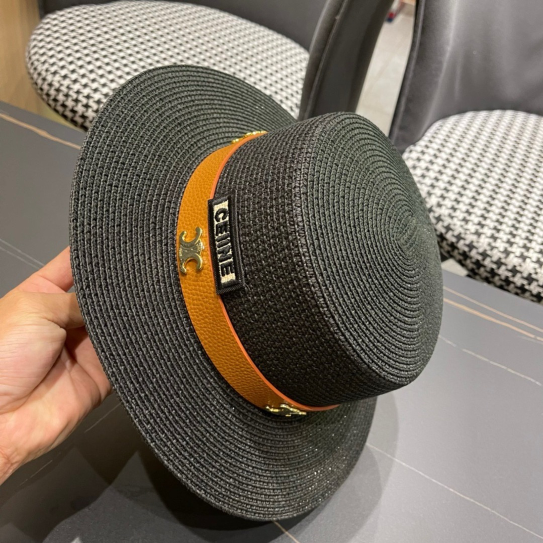  Celine赛琳2025新款平顶草帽、高级定制，库存多，出街必备，头围57cm