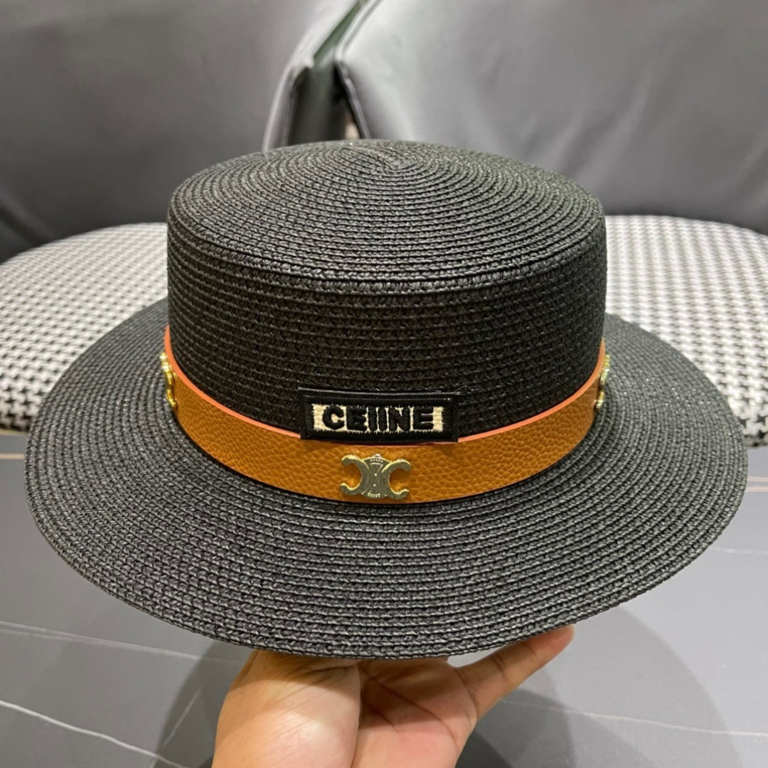  Celine赛琳2025新款平顶草帽、高级定制，库存多，出街必备，头围57cm