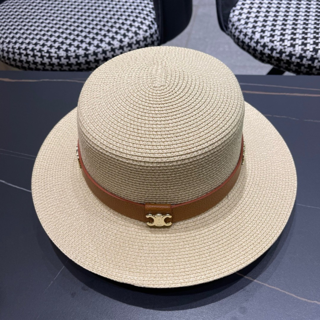  Celine赛琳2025新款平顶草帽、高级定制，库存多，出街必备，头围57cm
