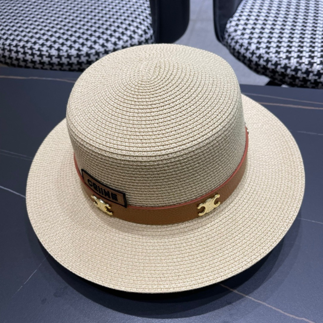  Celine赛琳2025新款平顶草帽、高级定制，库存多，出街必备，头围57cm