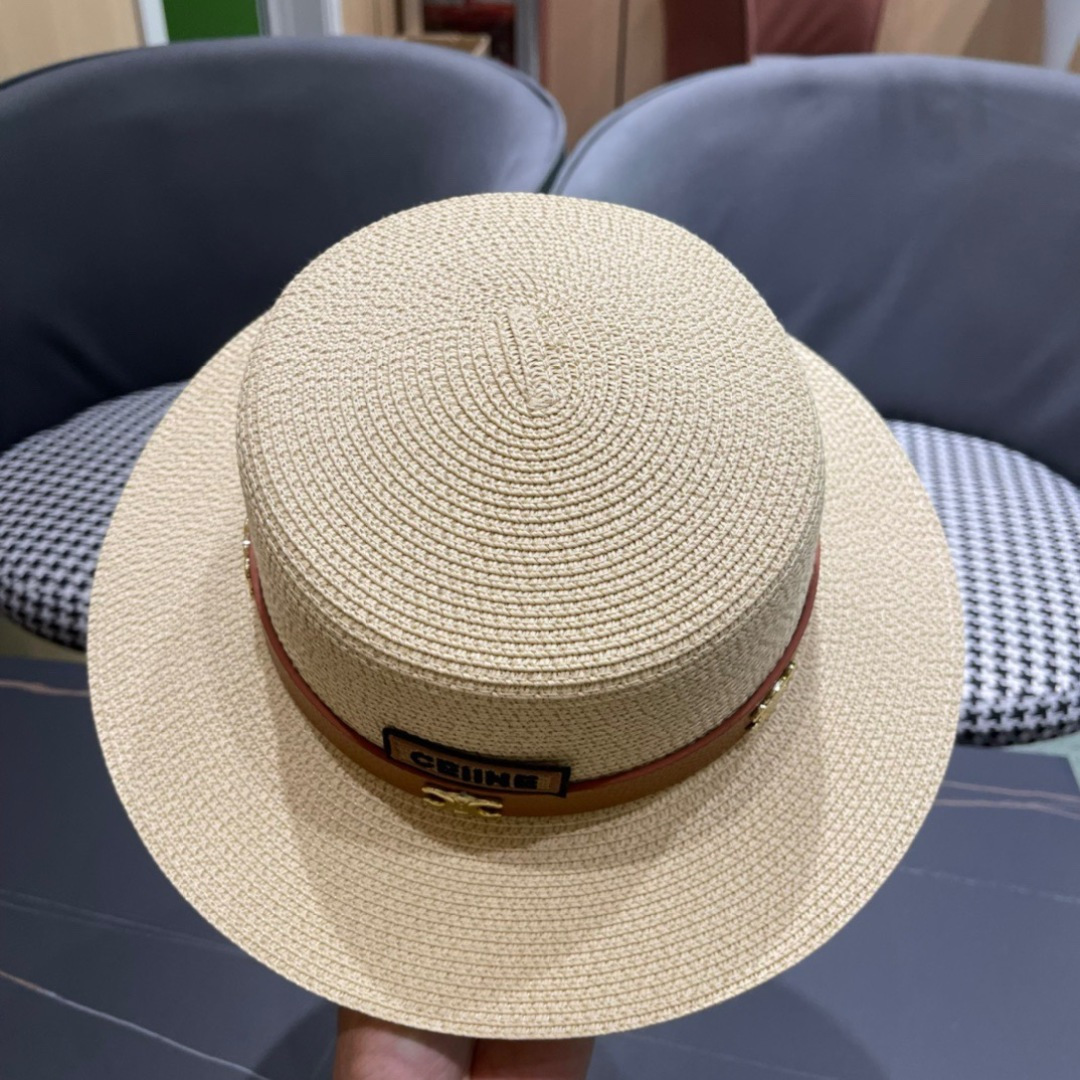  Celine赛琳2025新款平顶草帽、高级定制，库存多，出街必备，头围57cm