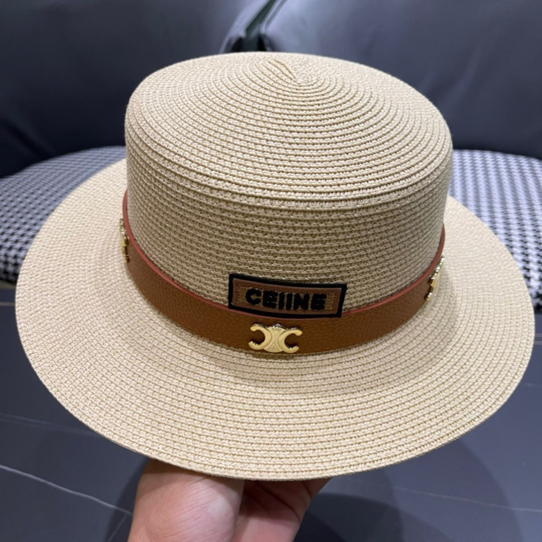  Celine赛琳2025新款平顶草帽、高级定制，库存多，出街必备，头围57cm