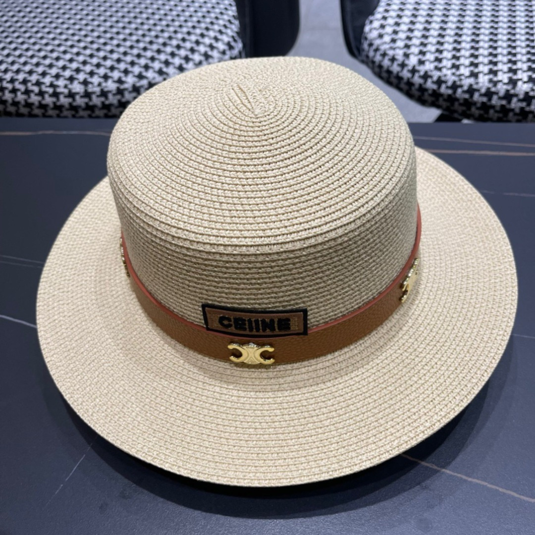 Celine赛琳2025新款平顶草帽、高级定制，库存多，出街必备，头围57cm