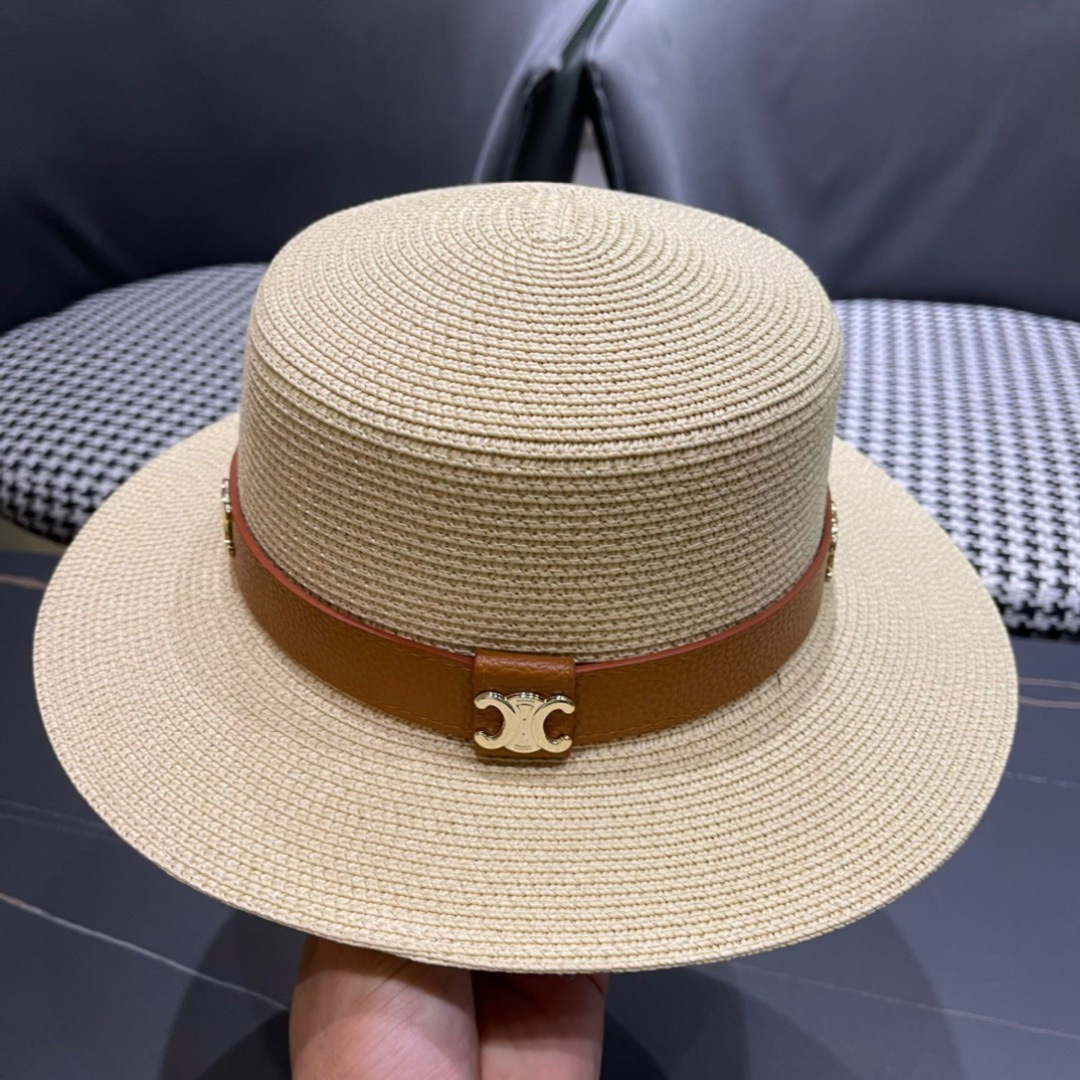  Celine赛琳2025新款平顶草帽、高级定制，库存多，出街必备，头围57cm