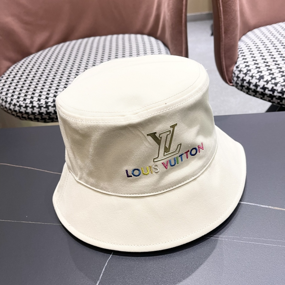  Lv 路易威登新2025新款渔夫帽女春秋百搭盆帽男休闲遮阳帽
子潮牌字母刺绣