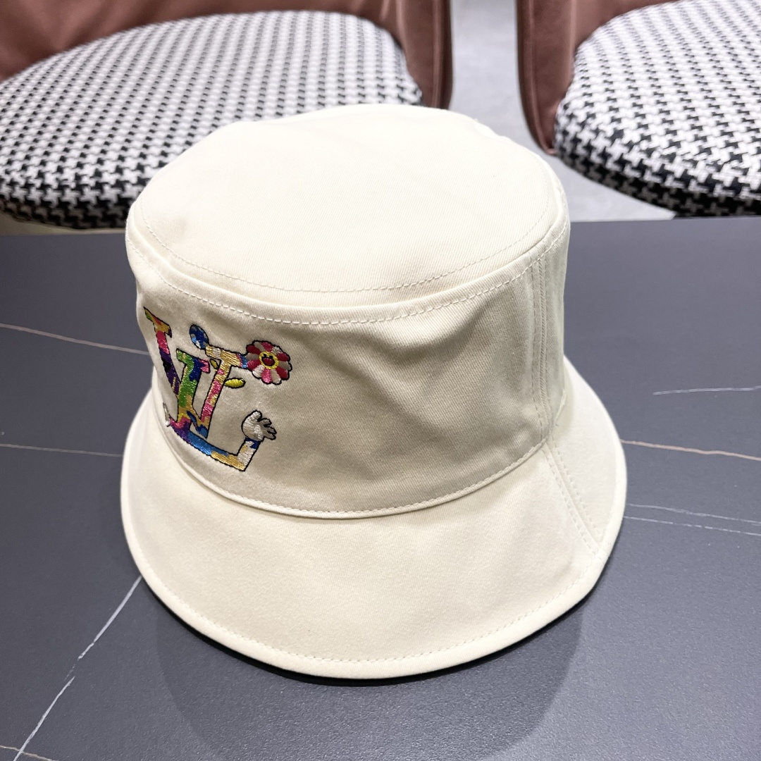  Lv 路易威登新2025新款渔夫帽女春秋百搭盆帽男休闲遮阳帽
子潮牌字母刺绣