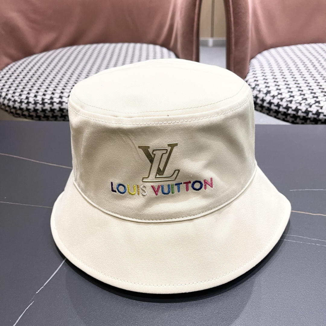  Lv 路易威登新2025新款渔夫帽女春秋百搭盆帽男休闲遮阳帽
子潮牌字母刺绣