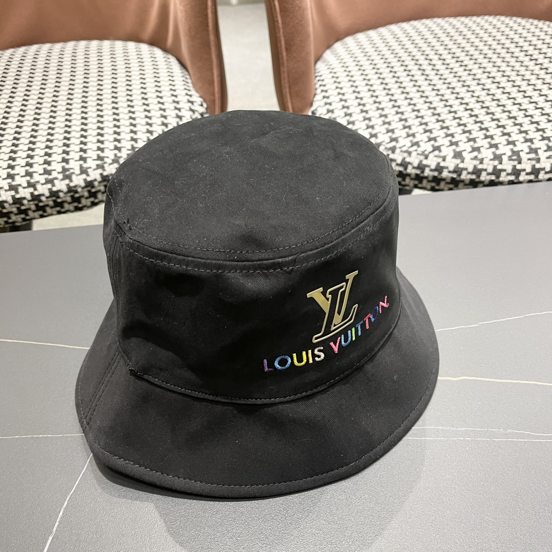  Lv 路易威登新2025新款渔夫帽女春秋百搭盆帽男休闲遮阳帽
子潮牌字母刺绣