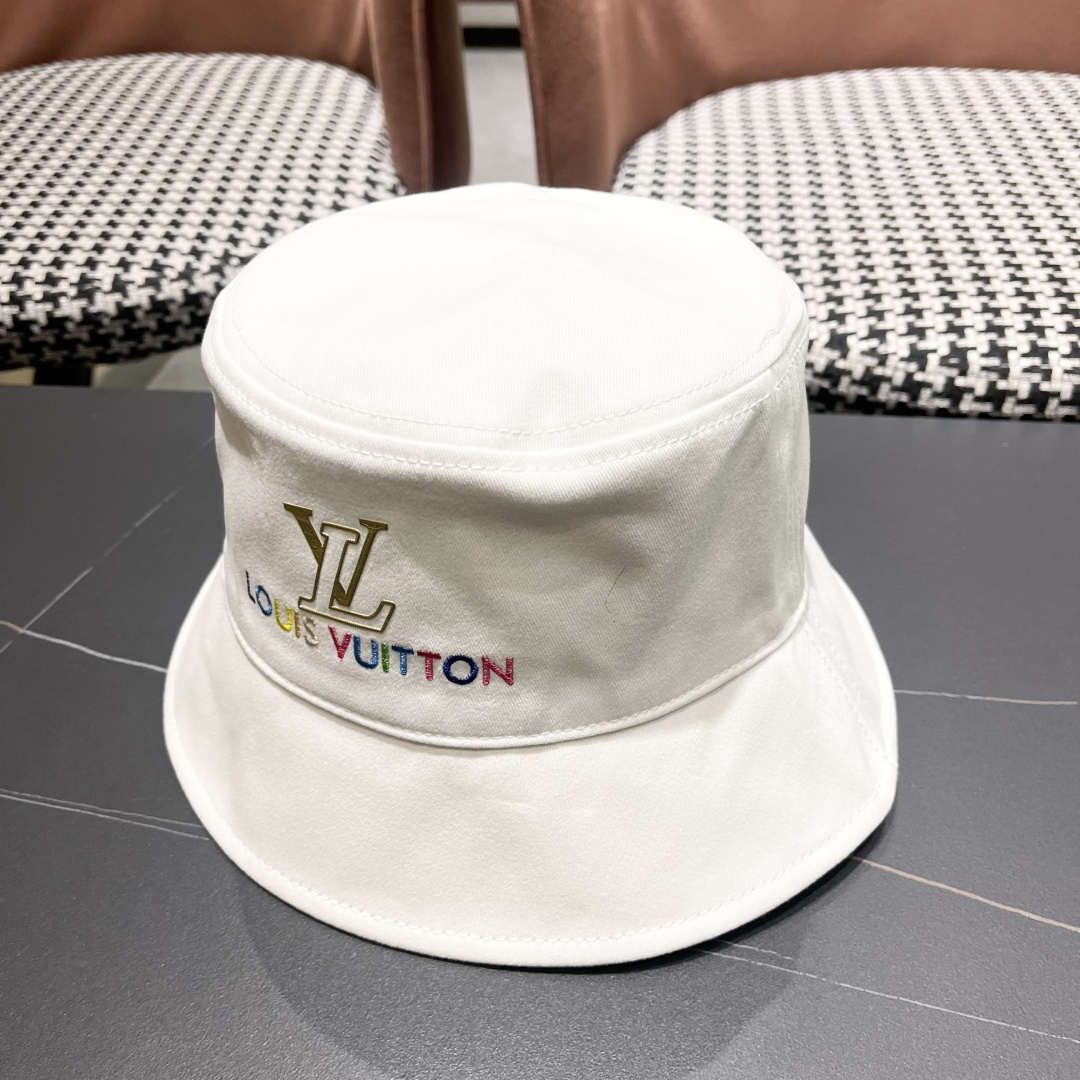  Lv 路易威登新2025新款渔夫帽女春秋百搭盆帽男休闲遮阳帽
子潮牌字母刺绣
