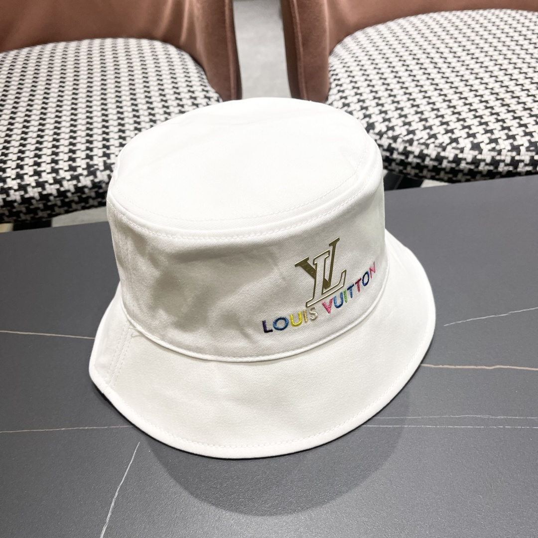  Lv 路易威登新2025新款渔夫帽女春秋百搭盆帽男休闲遮阳帽
子潮牌字母刺绣