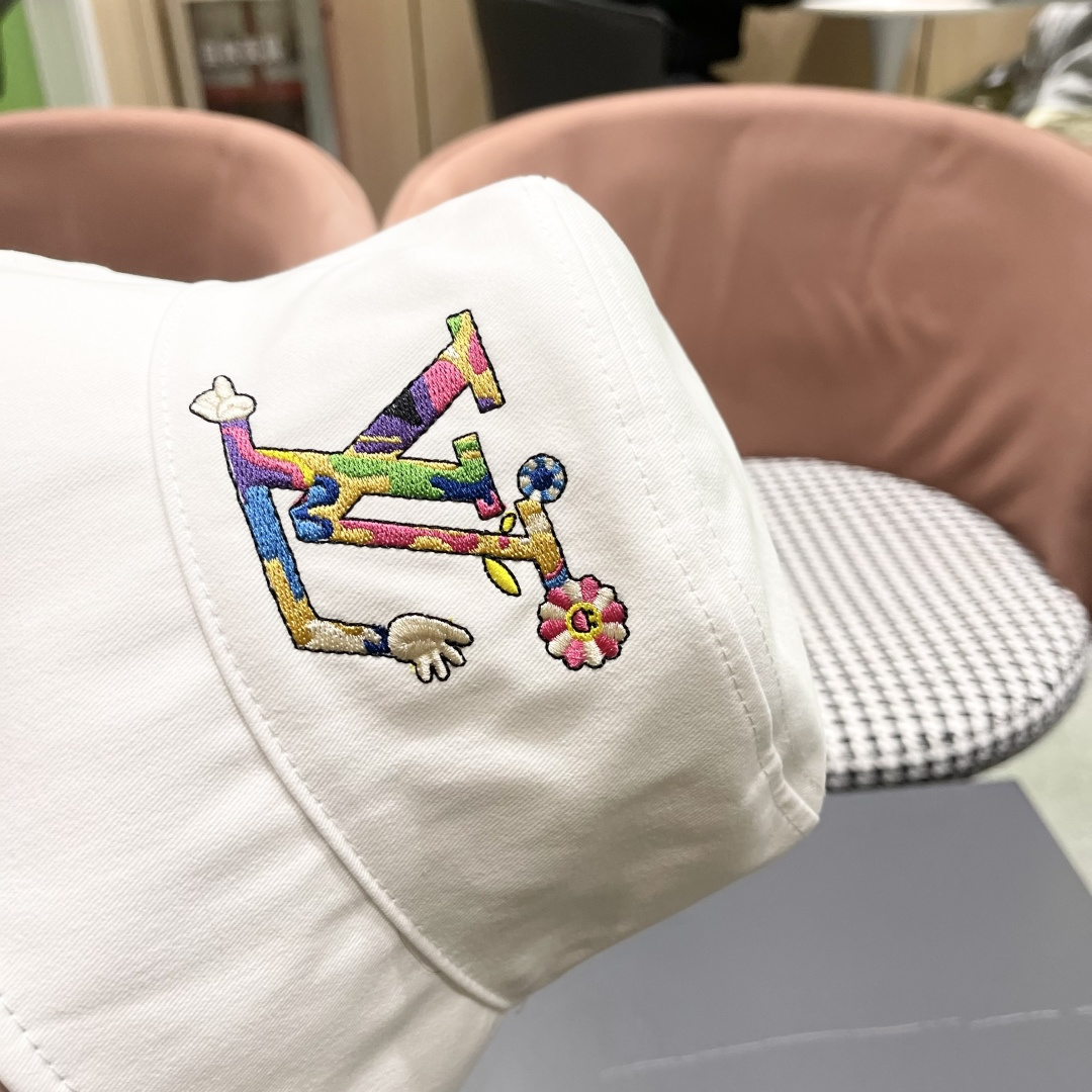  Lv 路易威登新2025新款渔夫帽女春秋百搭盆帽男休闲遮阳帽
子潮牌字母刺绣
