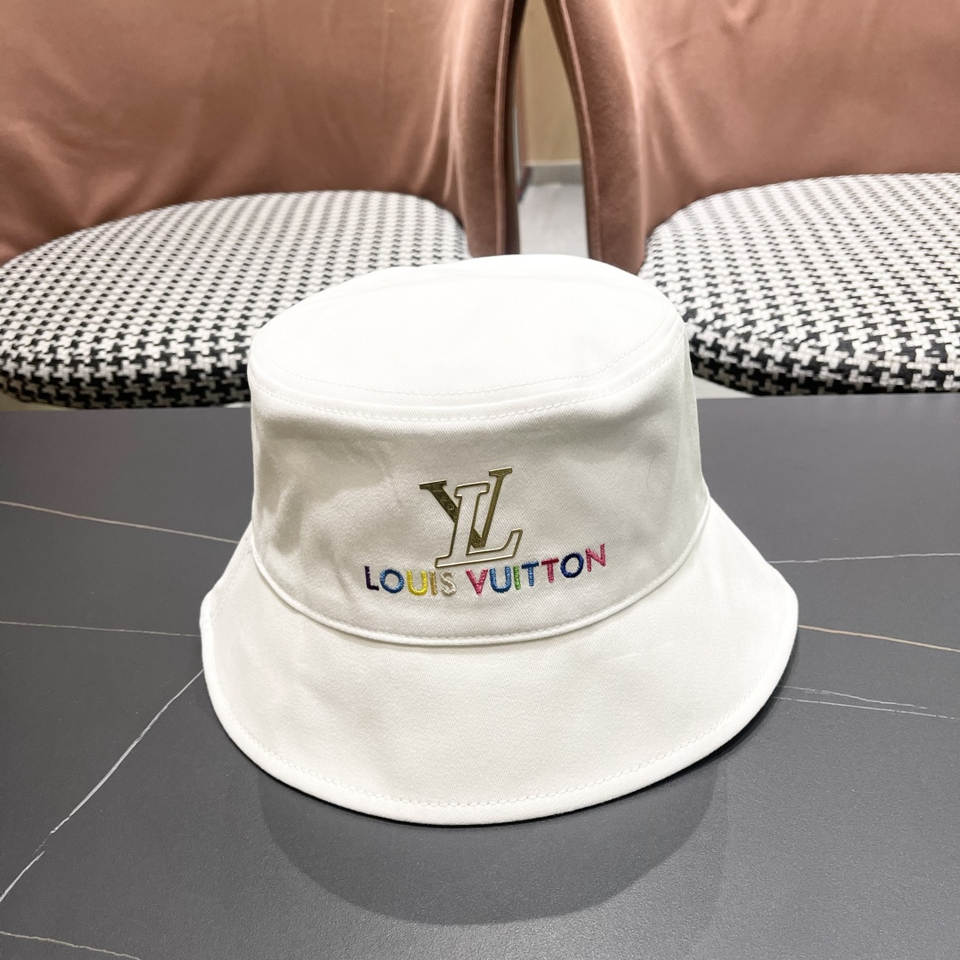  Lv 路易威登新2025新款渔夫帽女春秋百搭盆帽男休闲遮阳帽
子潮牌字母刺绣