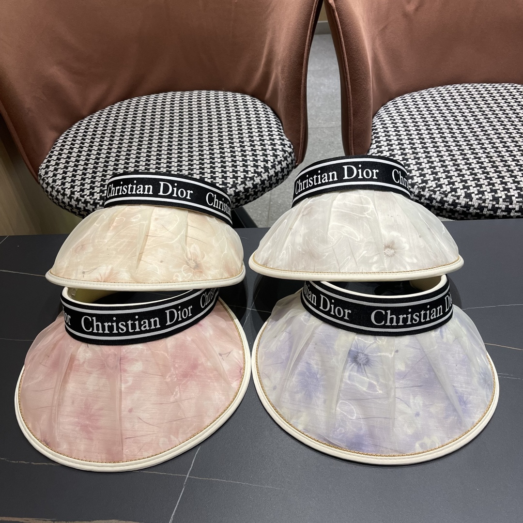  Dior 迪奥2025新款朵澜时尚国风空顶帽女新款大檐新中式防晒帽夏天遮阳防紫外线帽子
