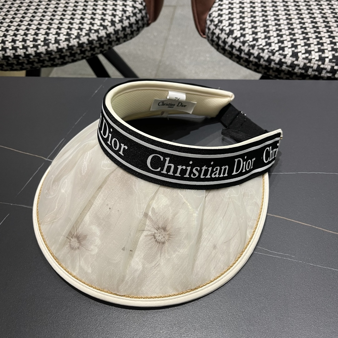  Dior 迪奥2025新款朵澜时尚国风空顶帽女新款大檐新中式防晒帽夏天遮阳防紫外线帽子