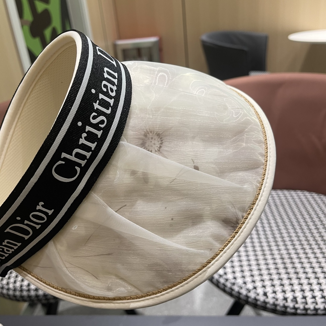  Dior 迪奥2025新款朵澜时尚国风空顶帽女新款大檐新中式防晒帽夏天遮阳防紫外线帽子