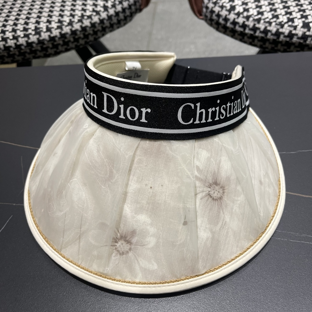 Dior 迪奥2025新款朵澜时尚国风空顶帽女新款大檐新中式防晒帽夏天遮阳防紫外线帽子