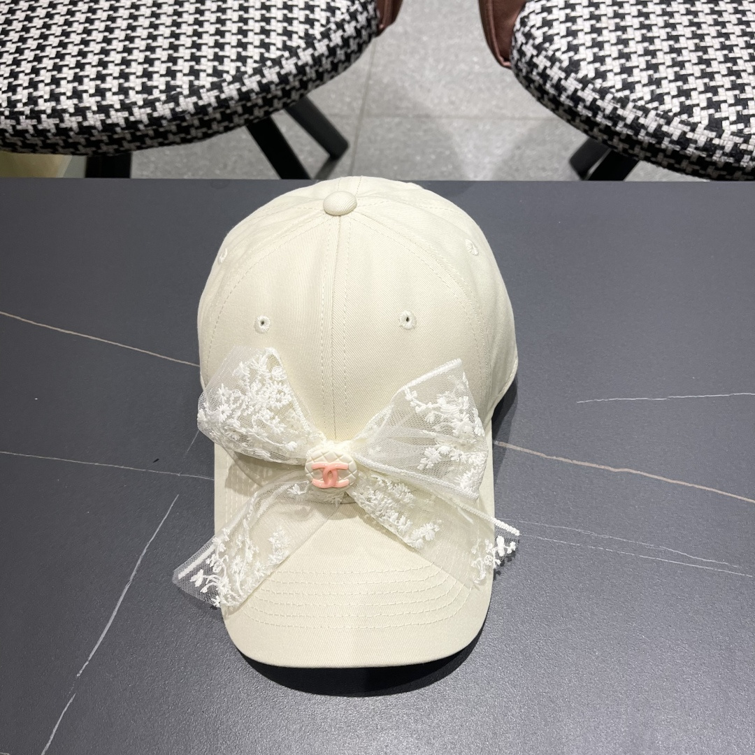  香奈儿CHANEL 百搭蕾丝蝴蝶结棒球帽子女加大
头围显脸小宽檐鸭舌帽大脸韩版