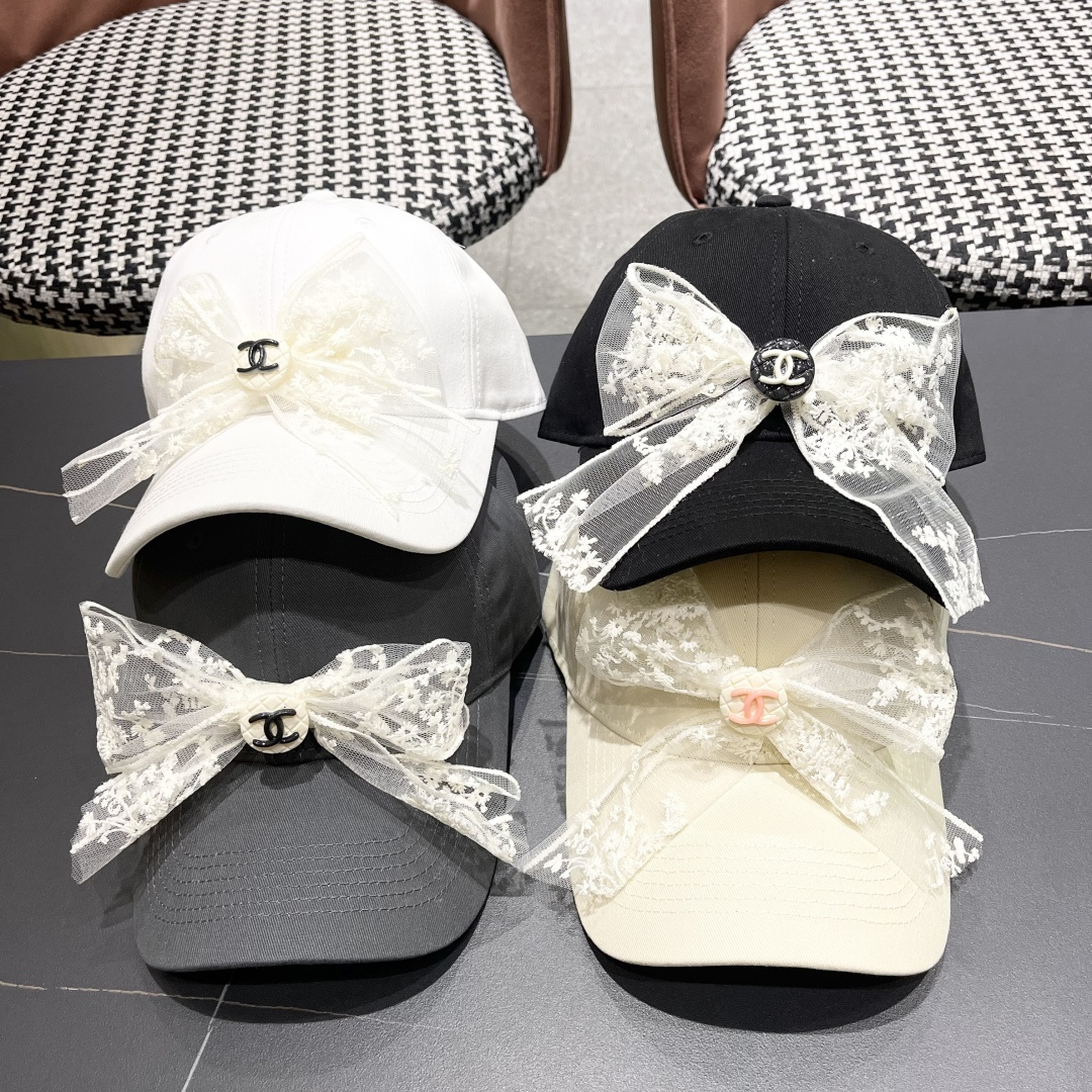  香奈儿CHANEL 百搭蕾丝蝴蝶结棒球帽子女加大
头围显脸小宽檐鸭舌帽大脸韩版
