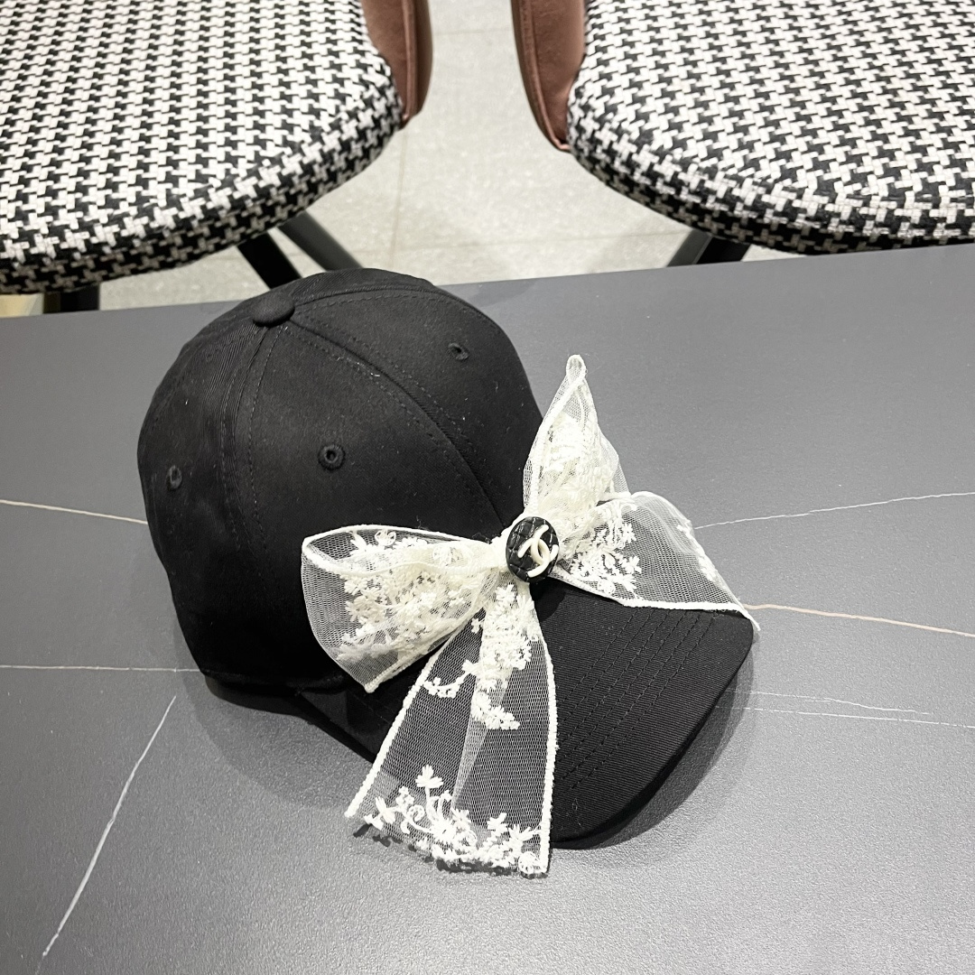  香奈儿CHANEL 百搭蕾丝蝴蝶结棒球帽子女加大
头围显脸小宽檐鸭舌帽大脸韩版