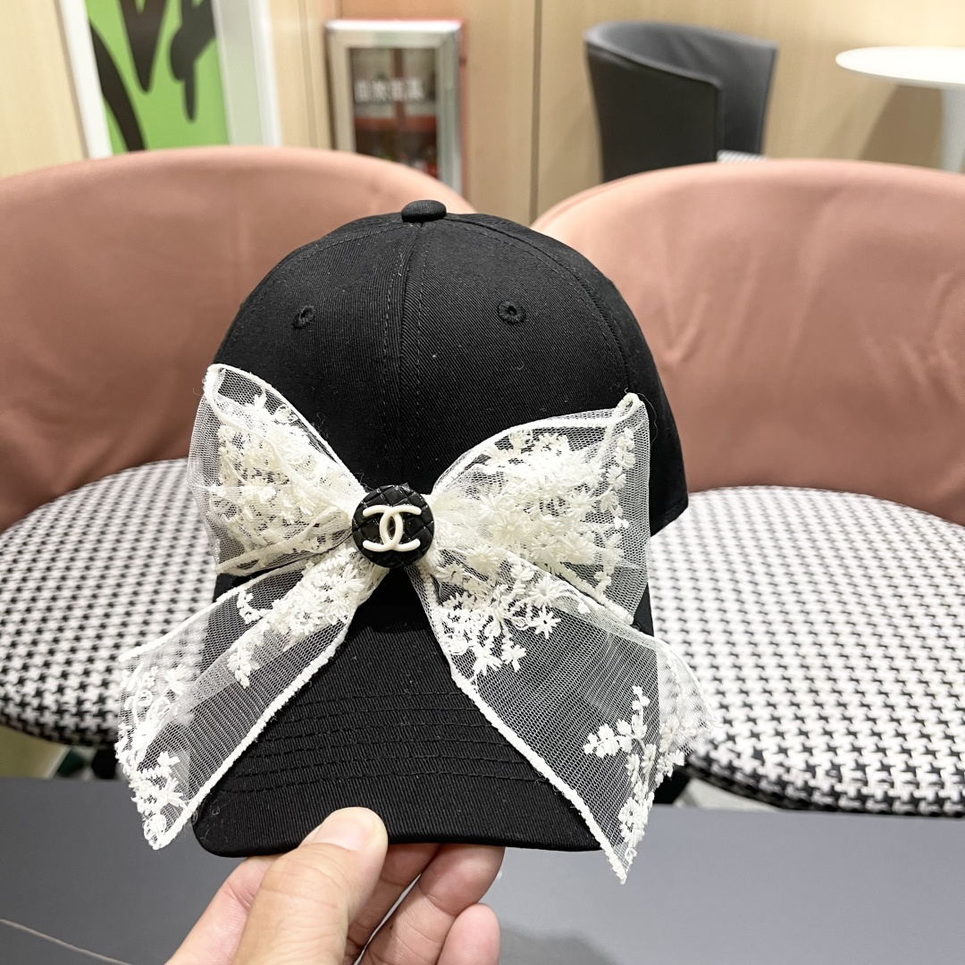  香奈儿CHANEL 百搭蕾丝蝴蝶结棒球帽子女加大
头围显脸小宽檐鸭舌帽大脸韩版