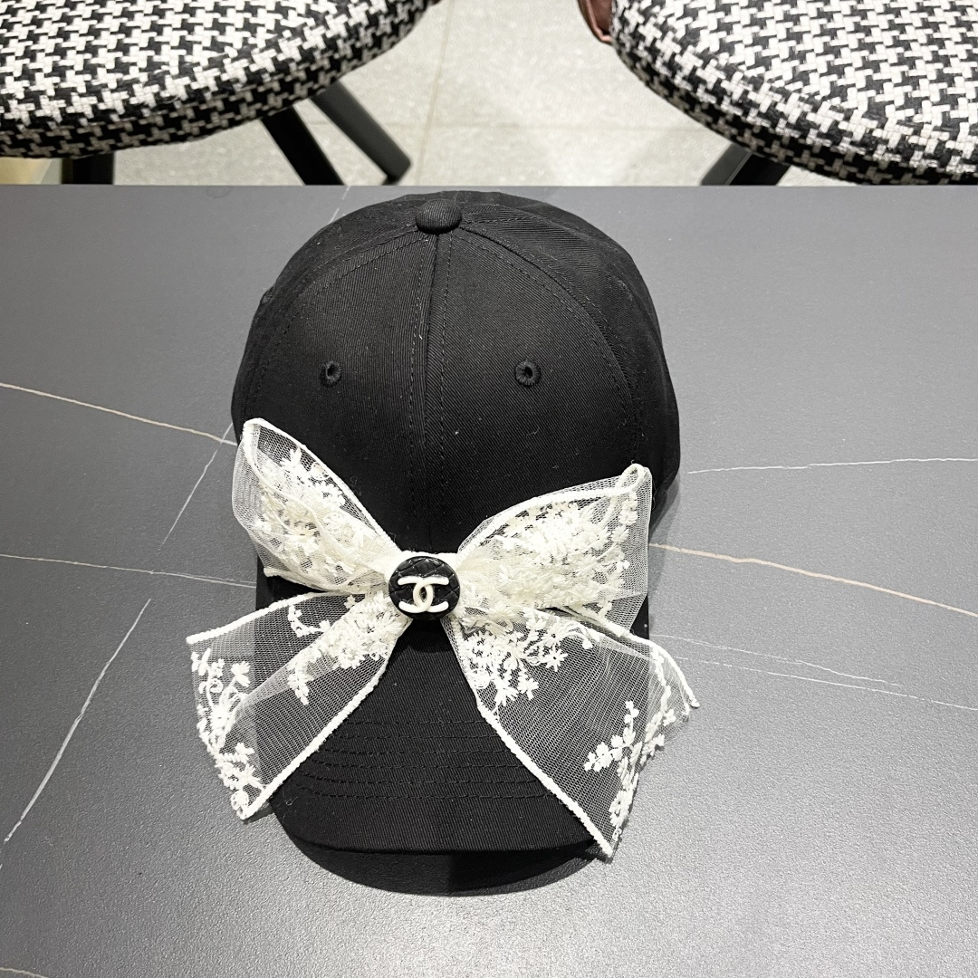  香奈儿CHANEL 百搭蕾丝蝴蝶结棒球帽子女加大
头围显脸小宽檐鸭舌帽大脸韩版