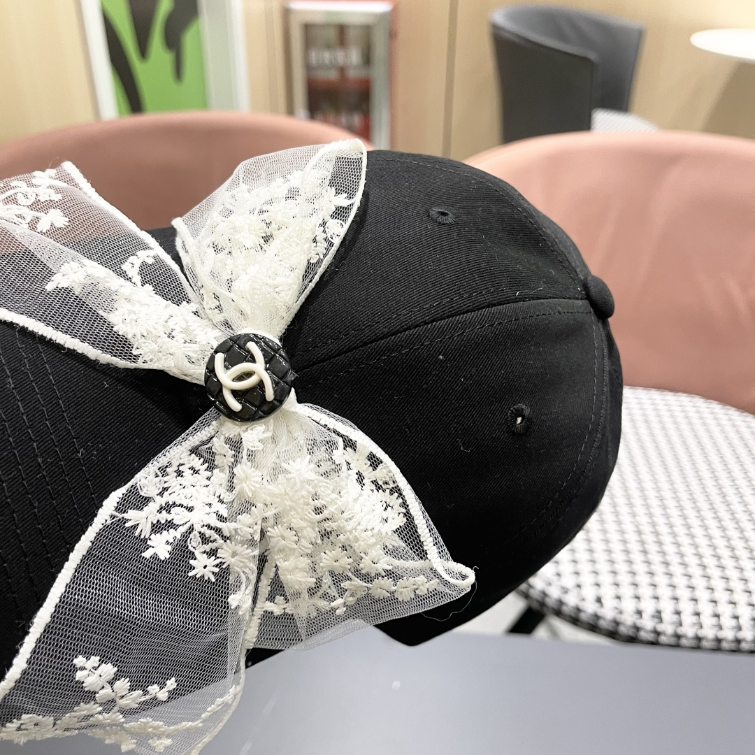  香奈儿CHANEL 百搭蕾丝蝴蝶结棒球帽子女加大
头围显脸小宽檐鸭舌帽大脸韩版