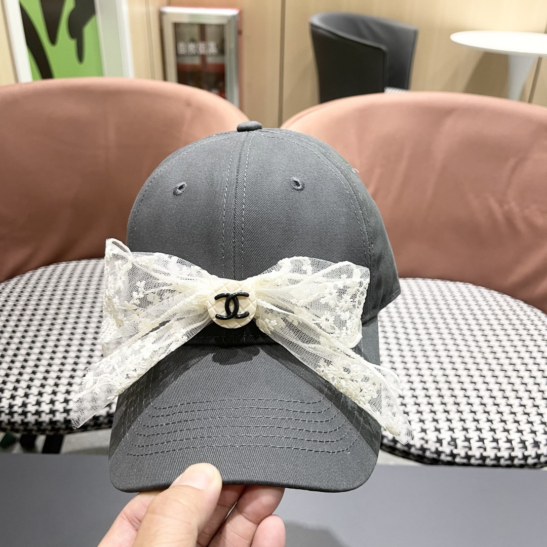  香奈儿CHANEL 百搭蕾丝蝴蝶结棒球帽子女加大
头围显脸小宽檐鸭舌帽大脸韩版