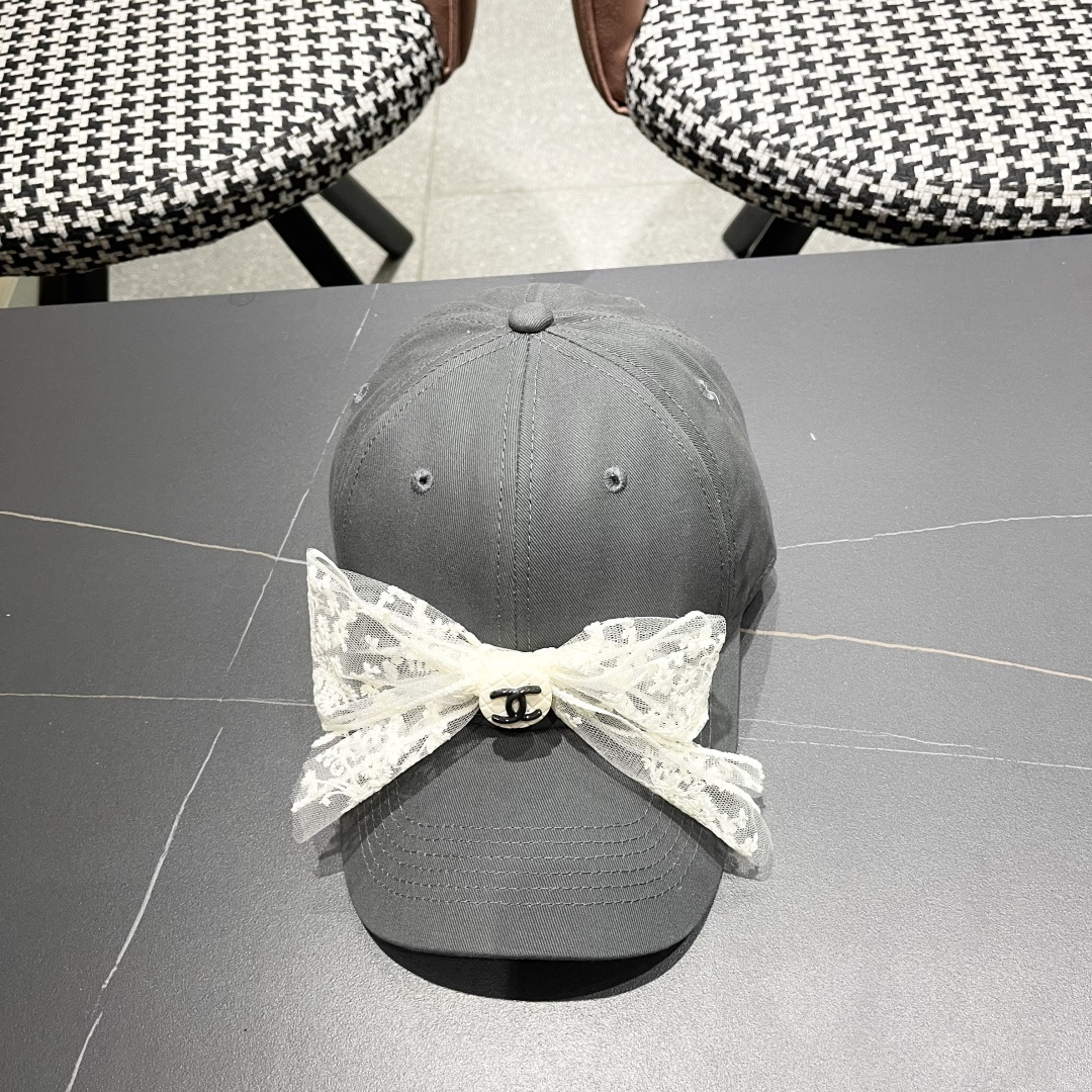  香奈儿CHANEL 百搭蕾丝蝴蝶结棒球帽子女加大
头围显脸小宽檐鸭舌帽大脸韩版