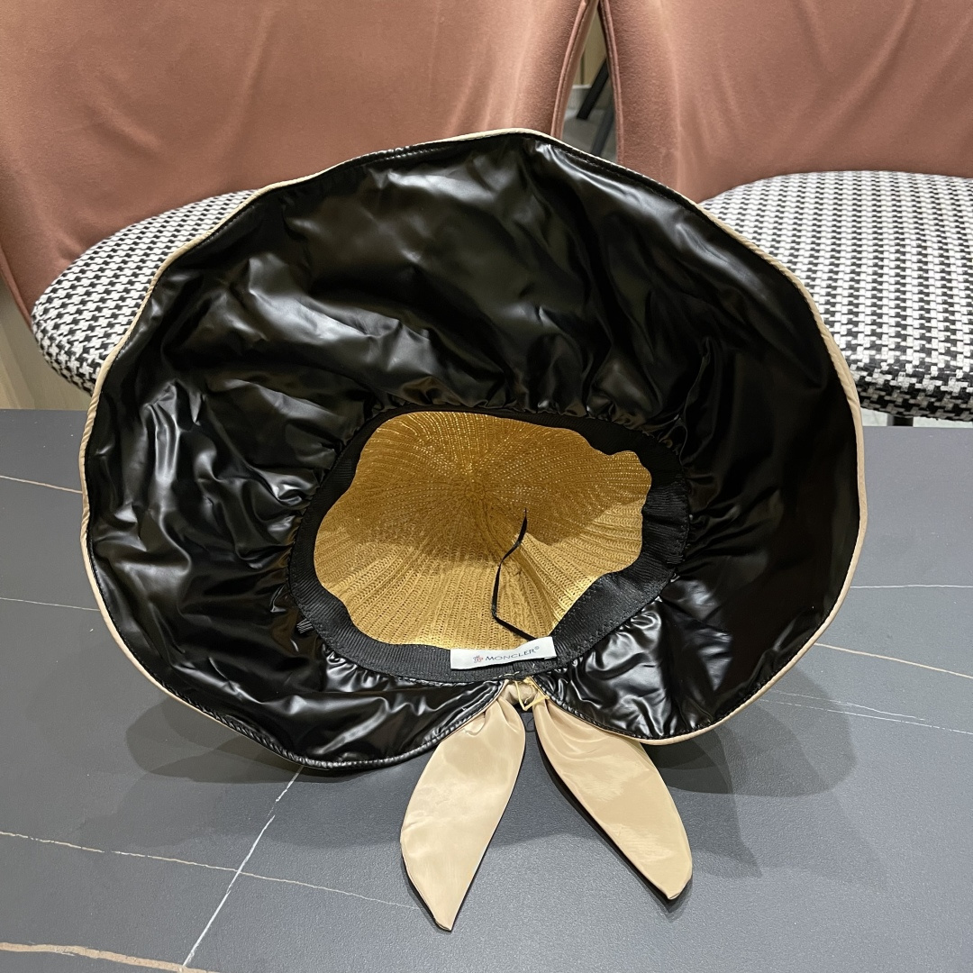  蒙口Moncler🆕日本UV黑胶防晒帽女夏季防紫外线遮阳帽大
帽檐渔夫帽遮脸太阳帽子