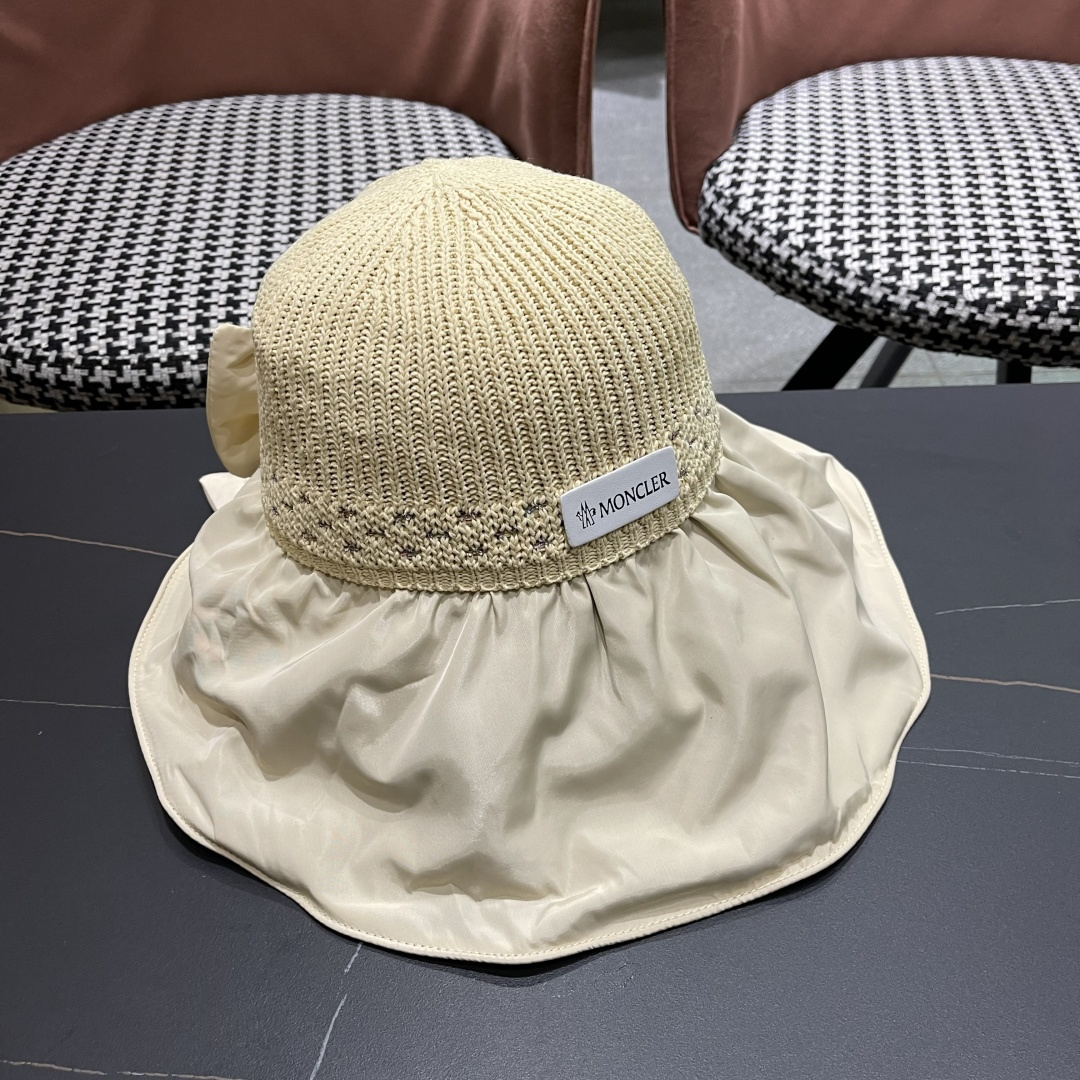  蒙口Moncler🆕日本UV黑胶防晒帽女夏季防紫外线遮阳帽大
帽檐渔夫帽遮脸太阳帽子