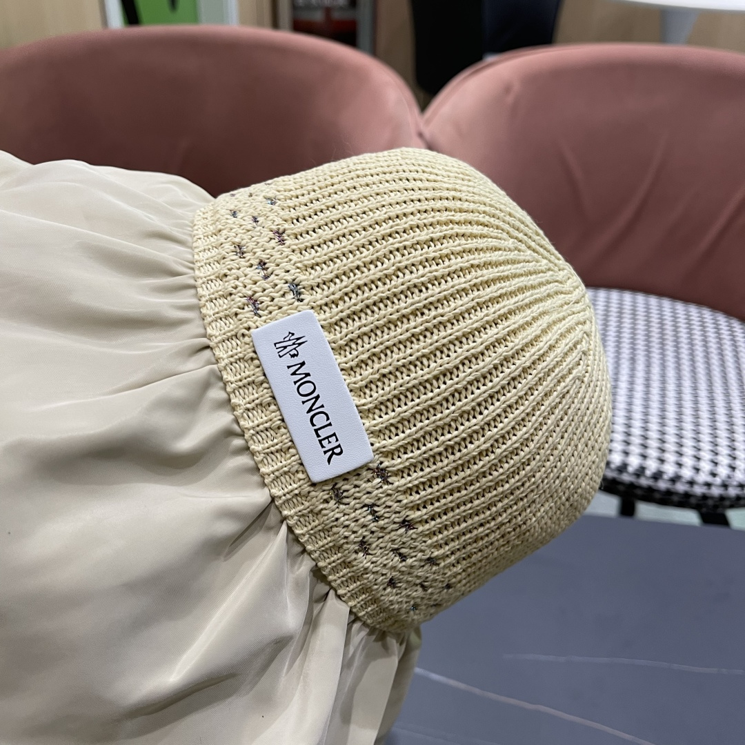  蒙口Moncler🆕日本UV黑胶防晒帽女夏季防紫外线遮阳帽大
帽檐渔夫帽遮脸太阳帽子