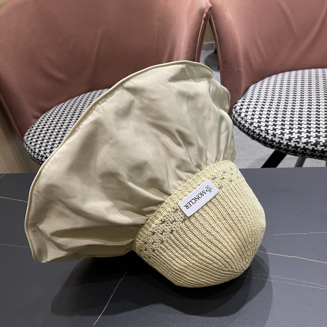  蒙口Moncler🆕日本UV黑胶防晒帽女夏季防紫外线遮阳帽大
帽檐渔夫帽遮脸太阳帽子