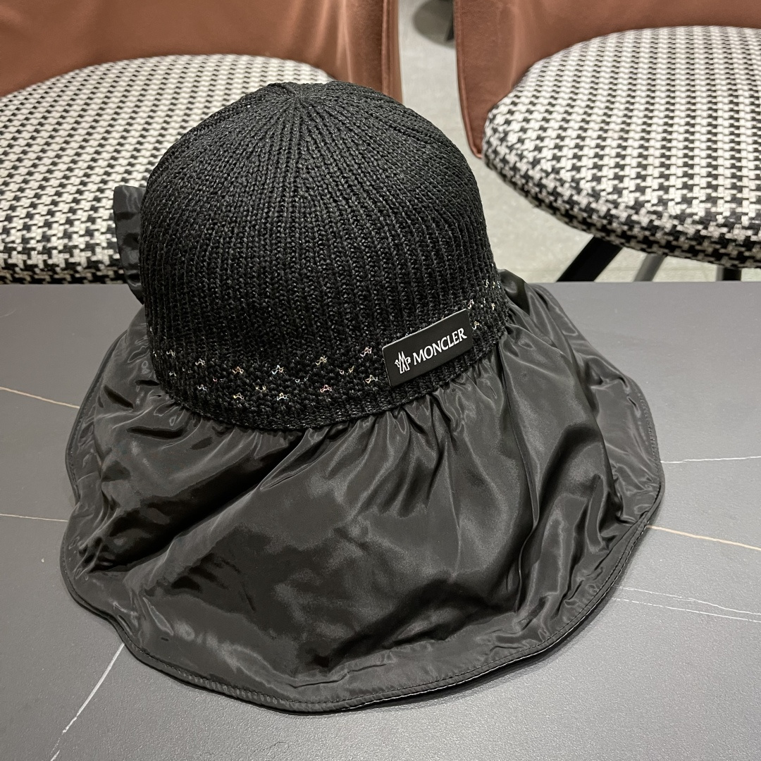  蒙口Moncler🆕日本UV黑胶防晒帽女夏季防紫外线遮阳帽大
帽檐渔夫帽遮脸太阳帽子