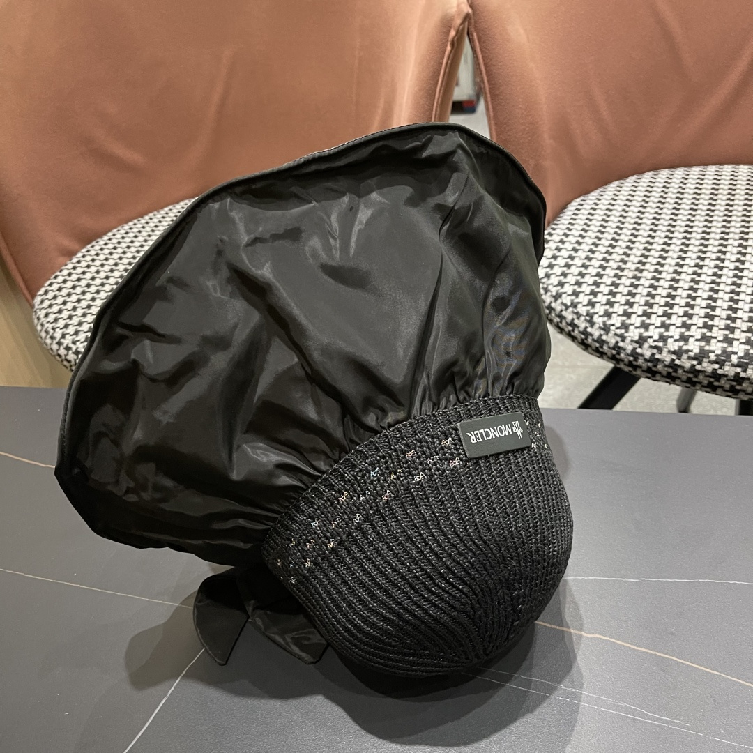  蒙口Moncler🆕日本UV黑胶防晒帽女夏季防紫外线遮阳帽大
帽檐渔夫帽遮脸太阳帽子