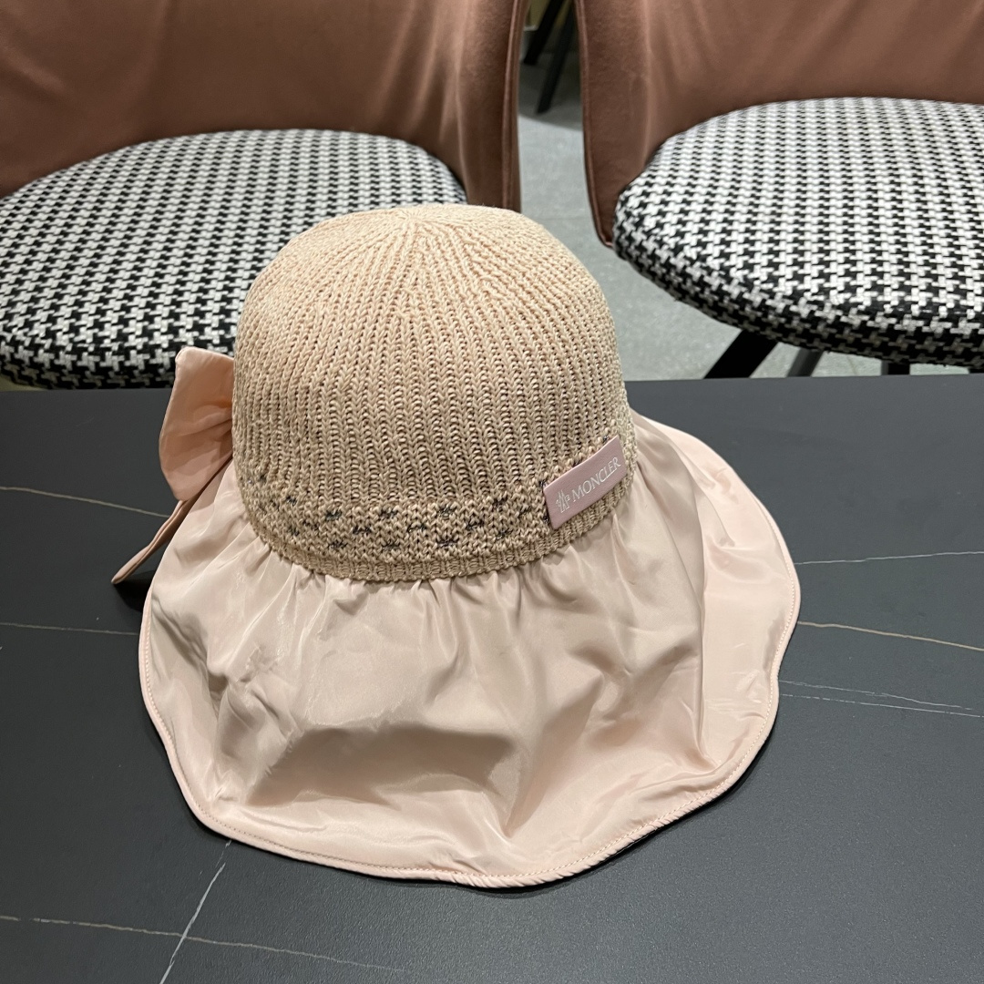  蒙口Moncler🆕日本UV黑胶防晒帽女夏季防紫外线遮阳帽大
帽檐渔夫帽遮脸太阳帽子