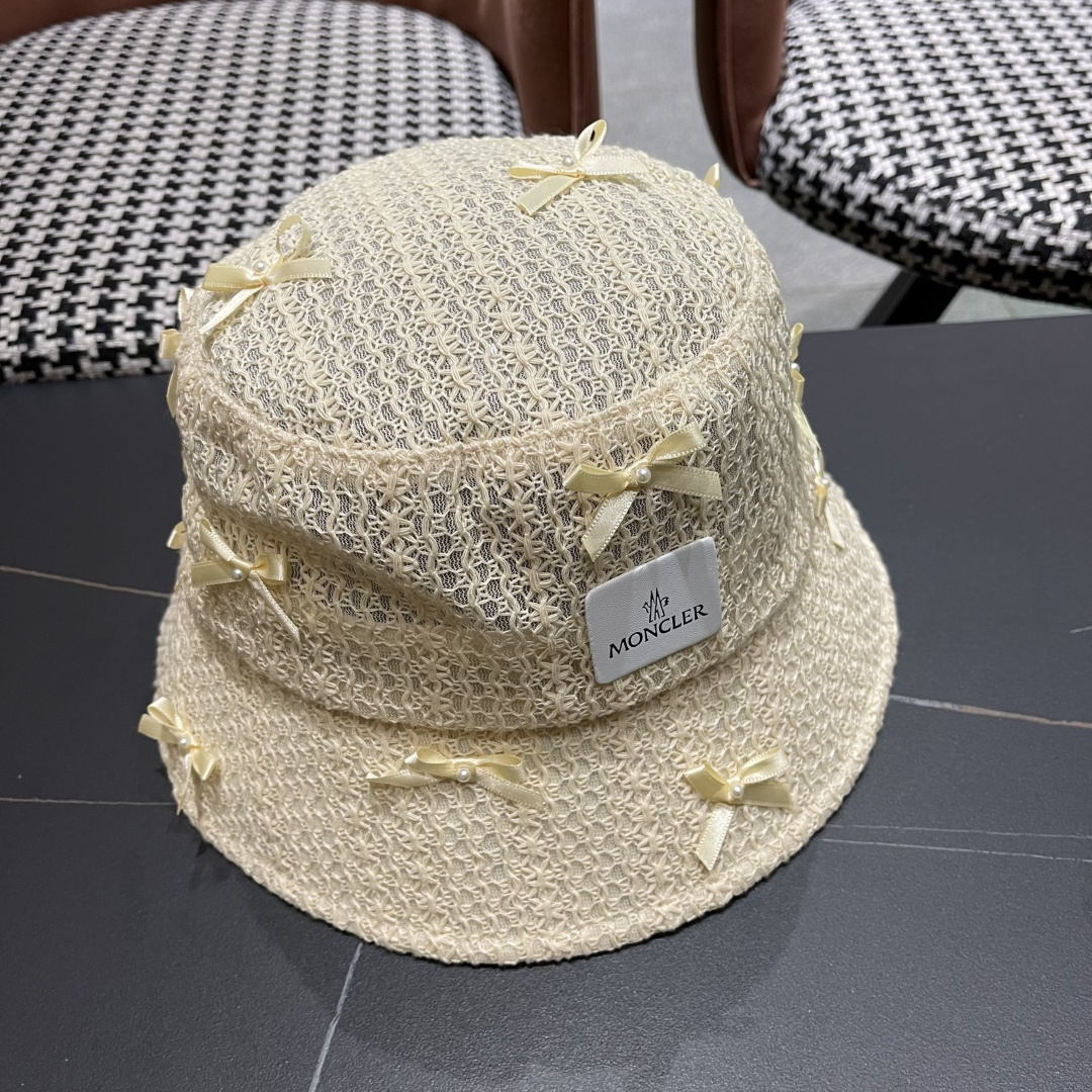  蒙口moncler甜美蝴蝶结薄款渔夫帽子女款2025新款夏季时尚
透气遮阳盆帽防晒帽