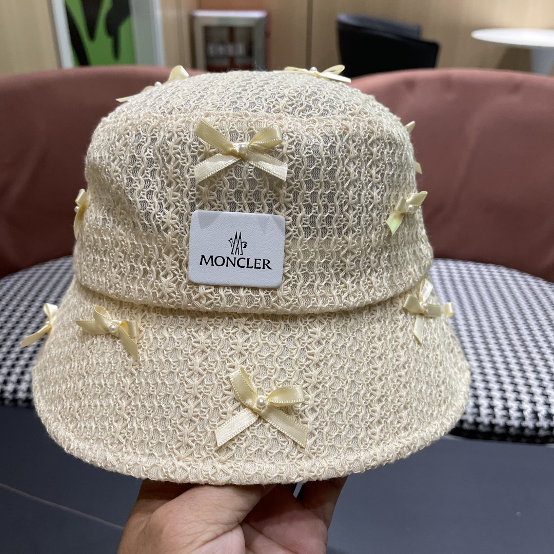  蒙口moncler甜美蝴蝶结薄款渔夫帽子女款2025新款夏季时尚
透气遮阳盆帽防晒帽