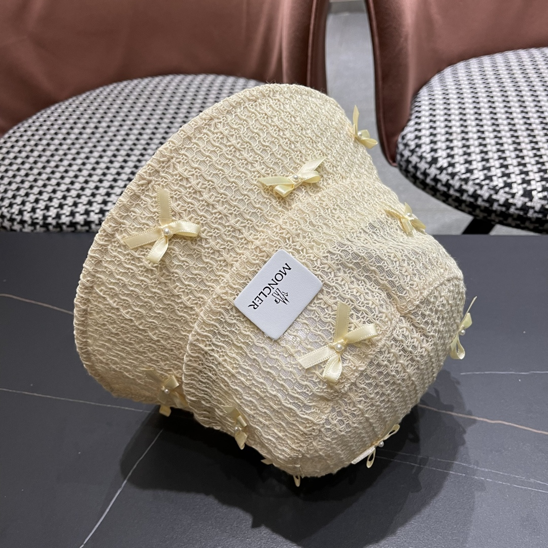  蒙口moncler甜美蝴蝶结薄款渔夫帽子女款2025新款夏季时尚
透气遮阳盆帽防晒帽