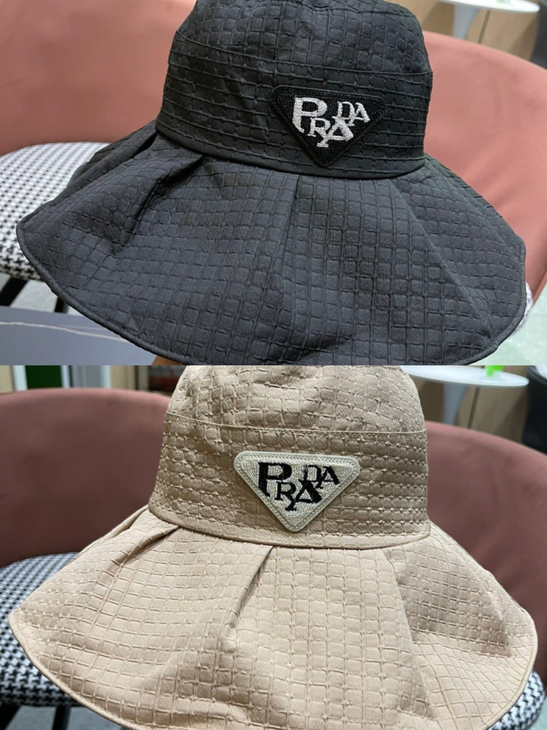  Prada普拉达防晒渔夫帽防紫外线遮阳大帽檐
百褶大帽檐全方位防晒可折叠