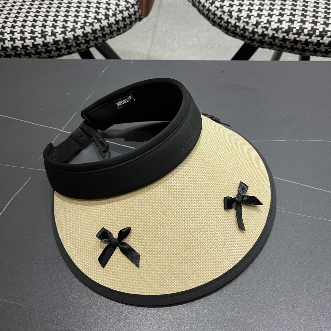  Chanel香奈儿韩系蝴蝶结夏季遮阳空顶帽度假沙滩防晒帽

