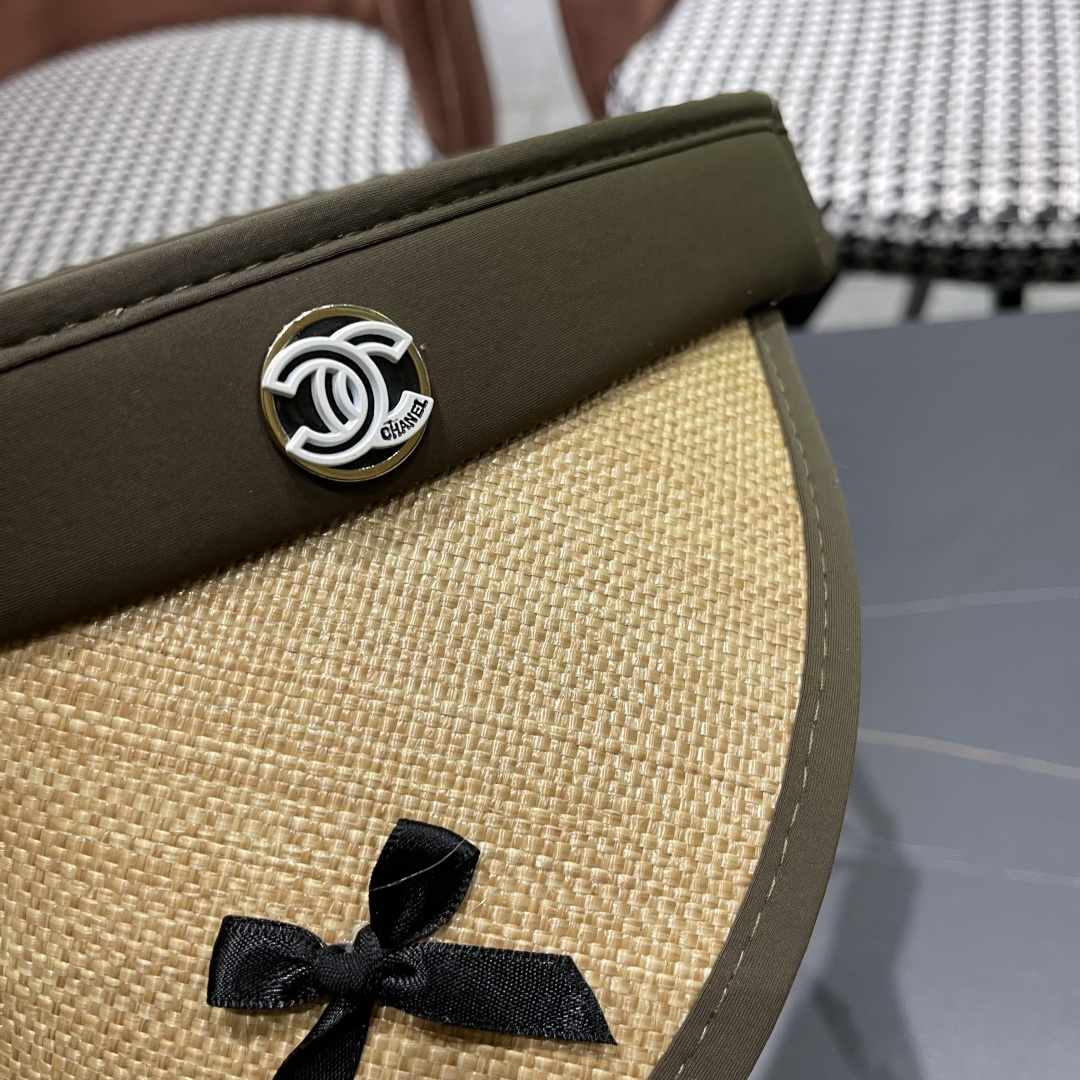  Chanel香奈儿韩系蝴蝶结夏季遮阳空顶帽度假沙滩防晒帽

