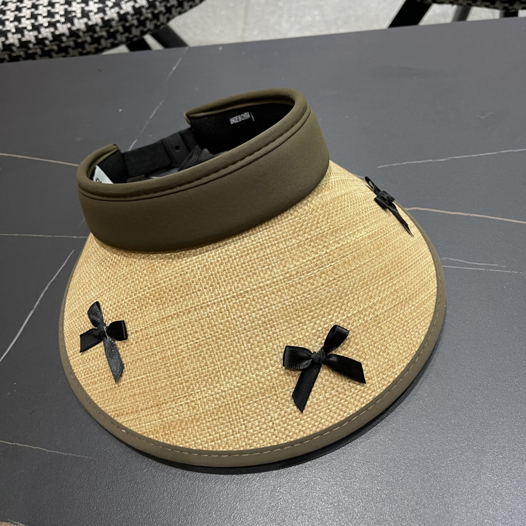  Chanel香奈儿韩系蝴蝶结夏季遮阳空顶帽度假沙滩防晒帽

