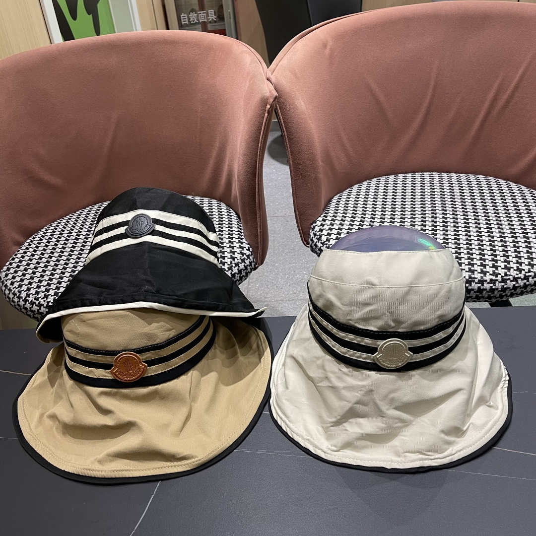  蒙口Moncler日本黑胶防晒帽子女夏季防紫外线大
帽檐可折叠遮阳渔夫帽 