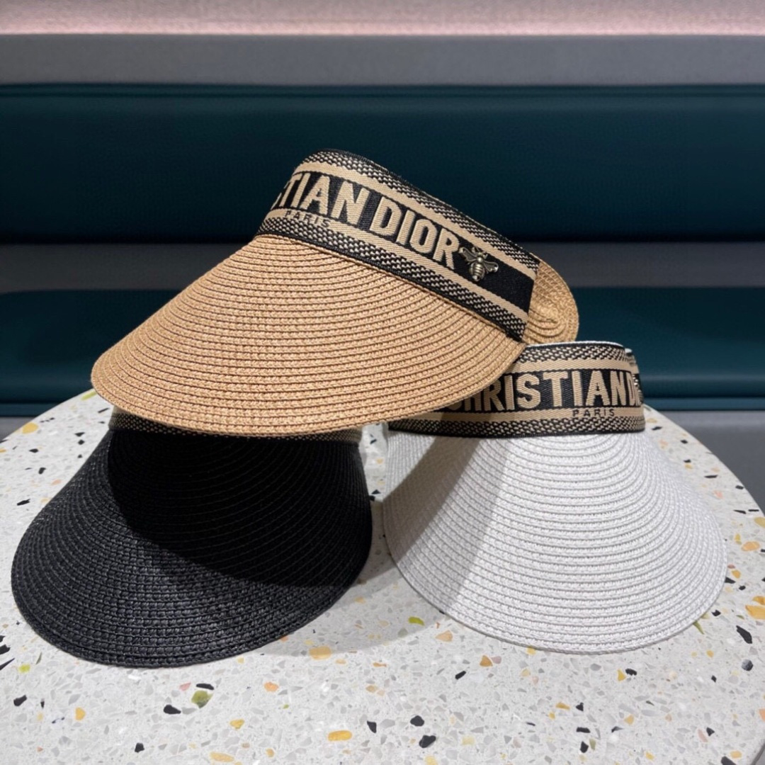  迪奥Dior 原单空顶草帽鸭舌帽，个性大牌范，重工定制，遮阳防晒帽