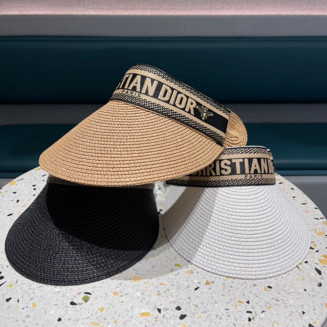  迪奥Dior 原单空顶草帽鸭舌帽，个性大牌范，重工定制，遮阳防晒帽