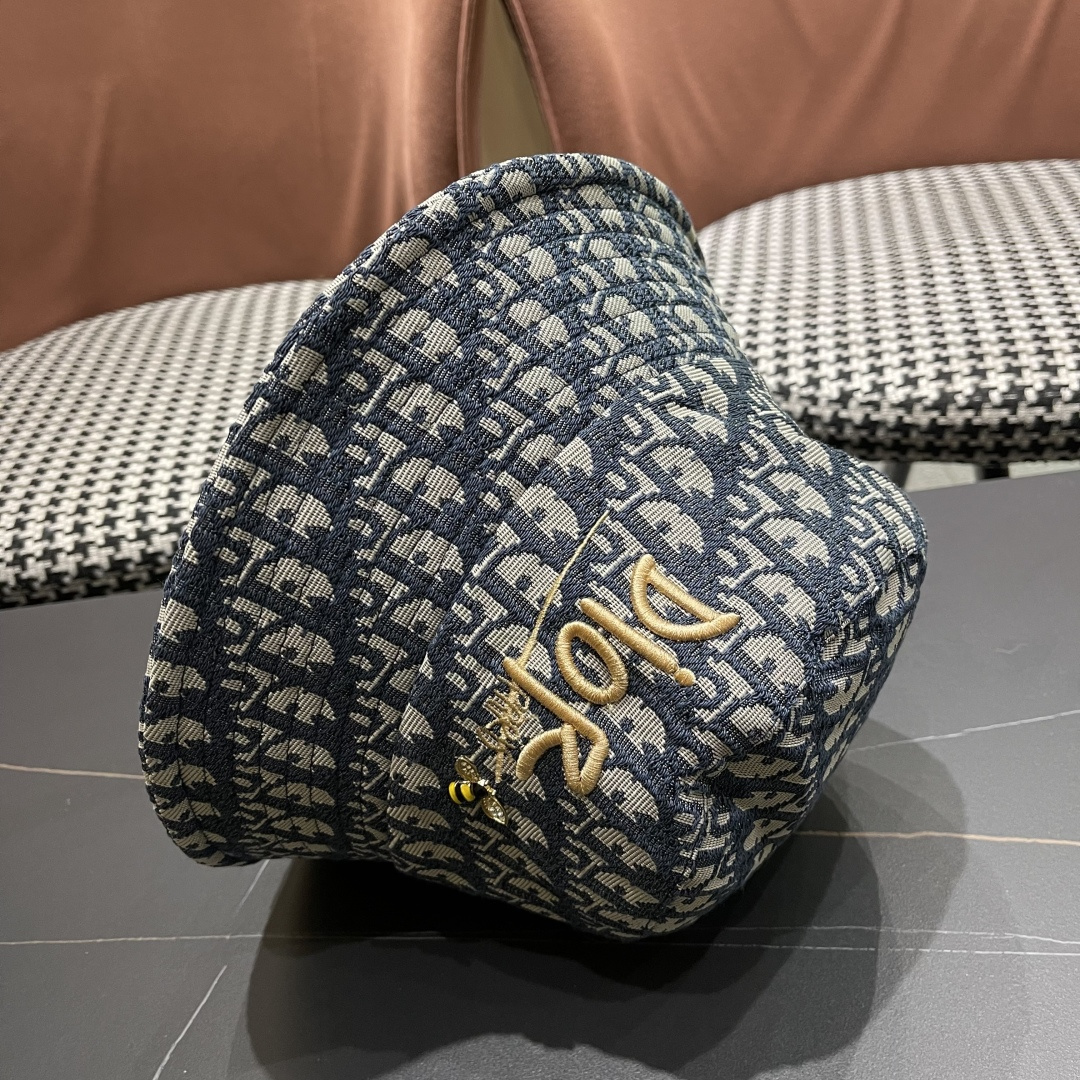  迪奥DIor夏季印花大檐渔夫帽经典老花字母千鸟格窄檐遮阳帽