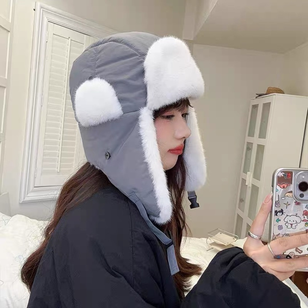  moncler蒙口新款冬加绒保暖护耳雷锋女士棉帽冬天防风寒套头帽子滑雪东北加厚骑行帽