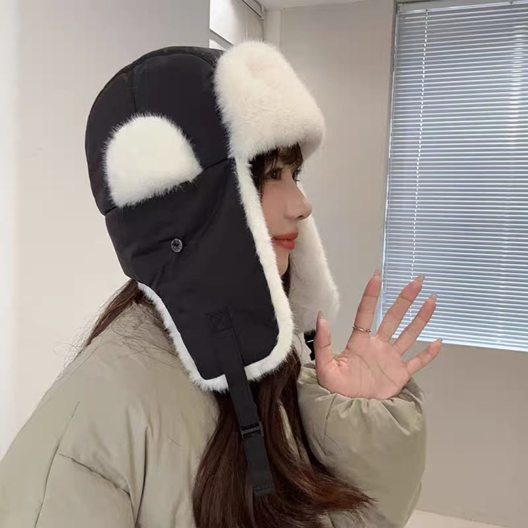  moncler蒙口新款冬加绒保暖护耳雷锋女士棉帽冬天防风寒套头帽子滑雪东北加厚骑行帽